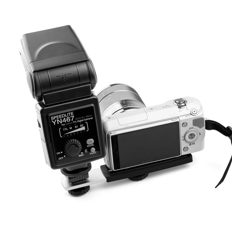 Fotover Horizontal Camera Flash Flashgun Holder Bracket with Hot-Shoe with
