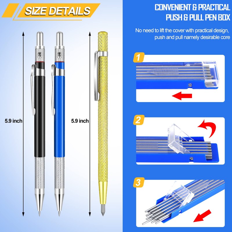 6 Pieces Welders Pencil Carbide Scriber Tool with 48 Pcs