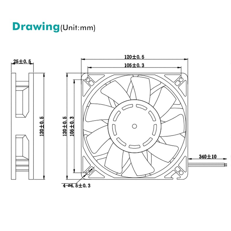 Wathai 120mm x 25mm 12V High Pressure CFM Fan Dual