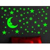DreamKraft Vinyl Moon with 69 Stars Radium Wall Stickers (Multicolour)
