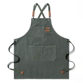 Pelata Apron, Men's and Women's Unisex (100% Cotton / Washable/High Durability) for Camping, DIY, Cafe, Bonfire, BBQ, Outdoor, Work Use, Khaki, Free size