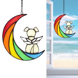 Miiqxx Rainbow Dog Memorial Gifts,Acrylic Pet Bereavement Gifts,Pet Memorial Plaques for Dog Lovers,Fade-Resistant Dog Memorial Plaque,Dog Remembrance Gifts Window Hanging Plaque,Non-Glas