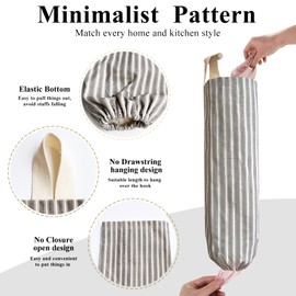 TOGETRUE Plastic Bag Holder, Wall Mount Grocery Bag Holder, Reusable Trash Bag Organizer for Home Kitchen Pantry Decor (Gray-White)