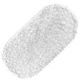 DOPROP Clear Pebbles Non Slip Shower Mats for Inside Shower Anti Mould Bath Mats for Bathroom Accessory with Suction Cups Holes Washable Safety Oval Shower Mats Pads Trays for Elderly Child,69x39CM