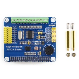 Waveshare Raspberry Pi AD/DA Expansion Sheild Board for Adding High-Precision AD/DA Functions to Raspberry Pi Onboard ADS1256 DAC8552 Sensor Interface