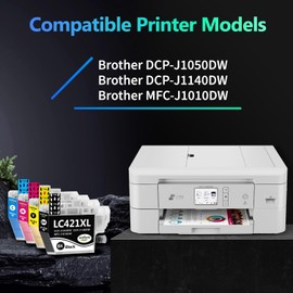 WYFYINK LC421 XL Cartridges with Brother LC421 LC421XL Printer Cartridges Compatible with Brother DCP-J1050DW MFC-J1010DW DCP-J1140DW (Pack of 4)