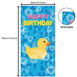 Cute Cartoon Little Yellow Duck Happy Birthday Photo Banner Backdrop Background Photo Booth Props Animal Theme Decor for Gender Reveal Ducky Duck Bday 1st Birthday Party Favors Supplies Decorations