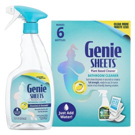Microfiber Wholesale Genie Sheets Bathroom Cleaner | 1 Bottle with Foaming Sprayer + Concentrate Makes 6 24oz Refills | Professional-Strength | Just Add Water | Sustainable EcoFriendly Plant-Based