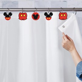 CTOHN 12 Pieces Mouse Shower Curtain Hooks Rings, Mouse Theme Decorative Shower Hooks for Shower Curtain, Stainless Steel Decorative Shower Hangers Rings for Bathroom