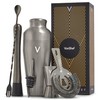 VonShef Cocktail Shaker Set, Graphite 6pc Set with 550ml Parisian