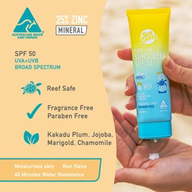 Pure Zinc Sun Cream SPF 50 Sun Zapper Reef Safe Mineral Zinc Sunscreen