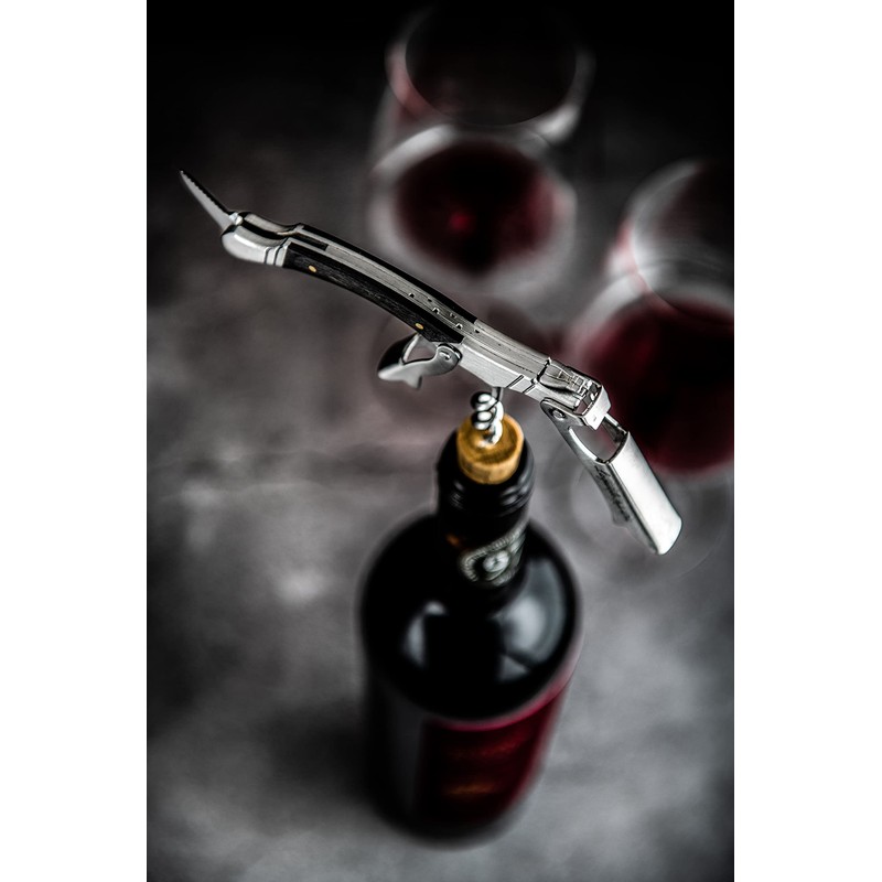 Laguiole Style de Vie Korkenzieher, Flaschenöffner mit Folienschneider, Ebenholz