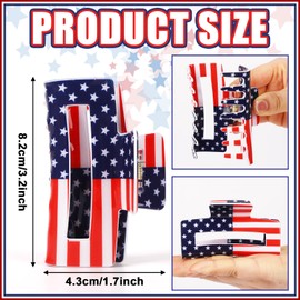 4Pcs American Flag Claw Clips USA Patriotic 4th of July Design Hair Accessories Red White and Blue Hair Clips for Independence Day Veterans' Day