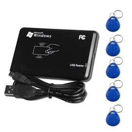 AOAMZ RFID Reader ID Card Reader Non-Contact Card Reader 125 KHz with USB Interface with 5pcs EM4100 / TK4100 Key Ring