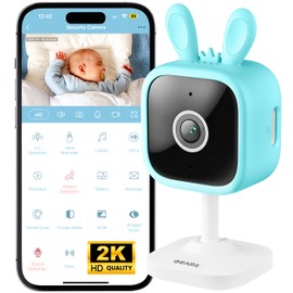 GEARit Baby Monitor with Camera & Audio 2K Video with Motion & Crying Detection, 2 Way Audio Easy WiFi Setup, Remote Monitoring - Easy to Set Crib Monitor with Adjustable Stand