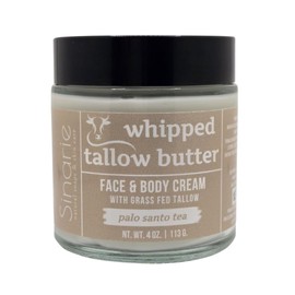 Sinarie Grass-Fed Beef Tallow Body Butter - Emulsified, Non-Greasy Moisturizer, 4 oz Soaps & Skin Care (4 oz., Palo Santo Tea)