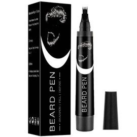 Beard Dye for Men – Waterproof Formula with 4-Prong Tip – Helps Fill & Shape for a Natural Look Multi-Use Beard Pen Filler (black)