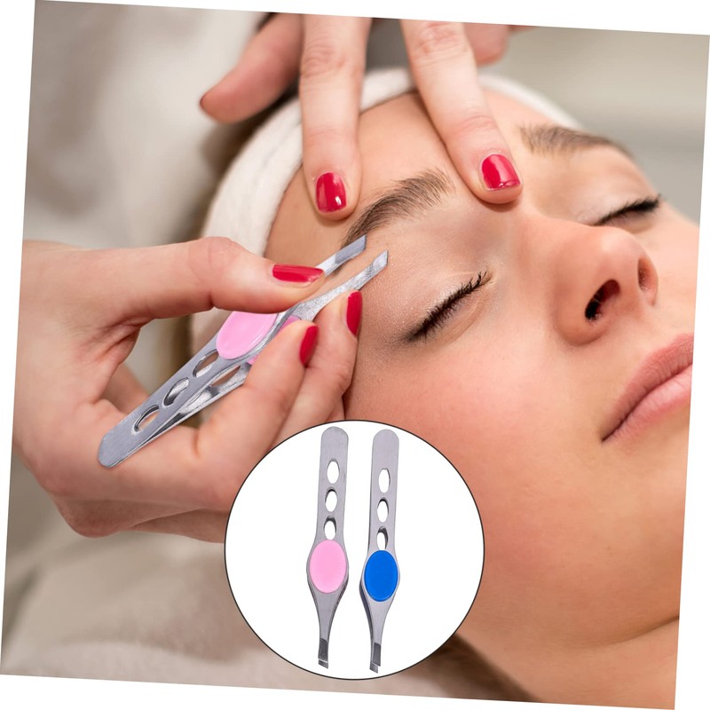 WOONEKY 4pcs Stainless Steel Eyebrow Tweezers Assorted Eyebrow Clips Clamps