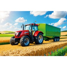 Trefl - Agricultural Machinery, Tractor with Trailer - Puzzle 100 Pieces - Puzzle with Vehicles, Creative Entertainment, Fun for Children from 5 Years