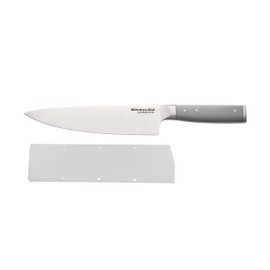 KitchenAid Gourmet Forged Chef Custom-Fit Cover, Sharp Kitchen Knife, High-Carbon Japanese Stainless Steel Blade, 8 Inch, Gray