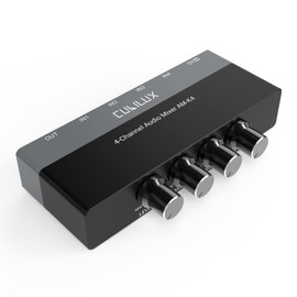 Cubilux AM-K4 6.35mm Stereo Audio Mixer, Ultra-Low Noise 4-Channel 1/4 AUX Mixer, USB C Powered Quarter Inch Mixer with Volume Control