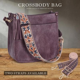 4053 Women's Elegant Crossbody Bag For Women Leather Hobo Handbag Wallet Set With 2count Adjustable Guitar Leopard Strap hkclufbag crossbody purses 2025:_Purple