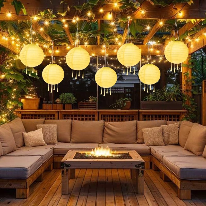 HOTUT Solar Lights Outdoor Garden, 2 Pack 10in Hanging Solar