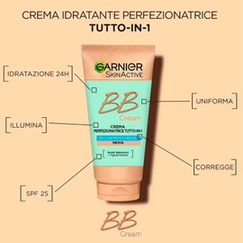 Garnier Skinactive BB Cream Moisturizing Perfecting Face Cream All in 1 SPF25 Medium Shade + Erase Age Multipurpose Liquid Concealer 02 Nude with Sponge Applicator