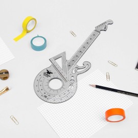 Suck UK Rockstar Ruler, 15 cm Ruler, Protractor & 60° Geometry Set, Transparent Shatterproof Ruler, Math Set, Clear Plastic Ruler, Music Stationery Ruler Set