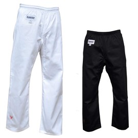 Twister Karate/Taekwondo Pant middleweight 8oz for Training Strong Double Stitches All Around (White, 5)