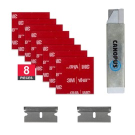CANOPUS Mounting Square Tape Double Sided, Adhesive Pads Foam Tape, Made in USA, 5952 Roll, 8-PCs 1.5 in x 1.5 in Square Pack, with Box Cutter (1PC) and Razor Replacement (2PCs)