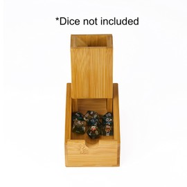 Cusdie Bamboo Dice Tower Foldable Wooden Die Roller Castle Rolling Case for Board Game, D&D, RPG(No Logo)