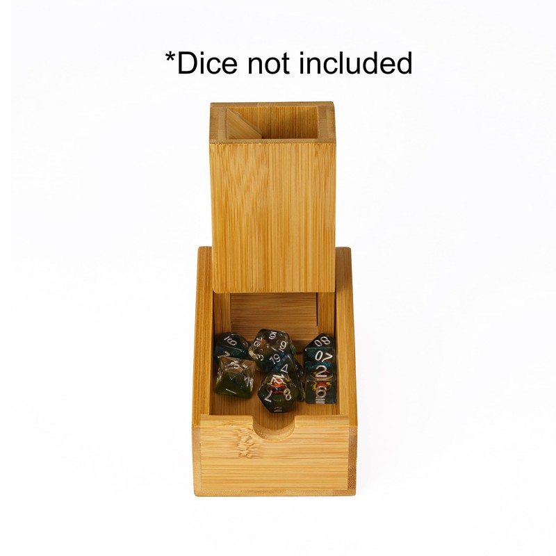 Cusdie Bamboo Dice Tower Foldable Wooden Die Roller Castle Rolling