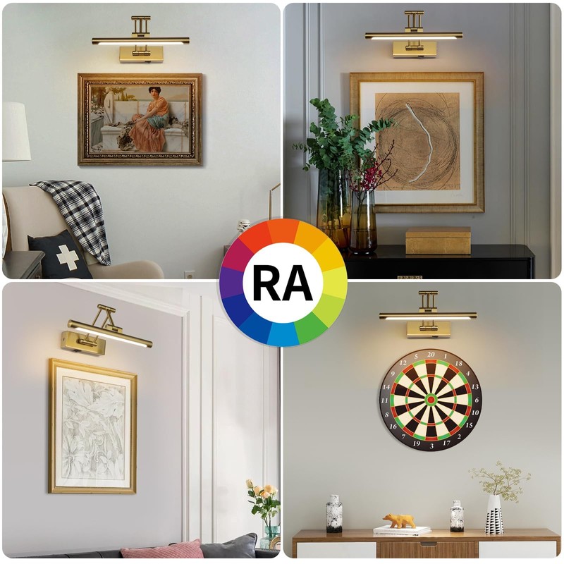 yumcrelect Battery Operated Picture Light with Remote,Wireless Gallery Lights Brass