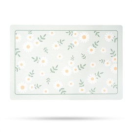 Floral Non Slip Bath Mat, Rubber Backing Ultra Thin Spring Bathroom Rugs Quick Dry Super Absorbent Bath Rug Shower Mat for Bathroom Floor Bathtub Shower Sink, Easy Care Green 17"x 25"