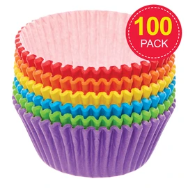 Baker Ross FX764 Rainbow Colours Cupcake Cases - Pack of 102, Baking Essentials for Cupcake Making