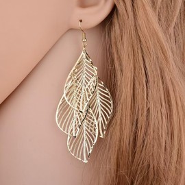 Bohemian Boho Layered Filigree Chandelier Dangle Earrings for Women – Handcrafted Delicate – 14K Gold Plated – Lightweight
