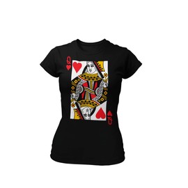 Go All Out X-Large Black Womens Queen of Hearts Playing Card Funny T-Shirt