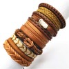 CHICNET Leather Rope Yarn Bracelet Wide Herringbone Braided with Knot