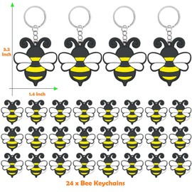 CiciBear 24 Pack Bee Keychains Party Decoration for Mommy to Bee, Baby to Bee Baby Shower, Kids Birthday, Happy Bee Day, Queen Bee Party, Yellow, Small