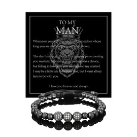 To My Man Bracelet Mens Beaded Bracelets Gifts for Husband Boyfriend Inspirational Birthday Gifts for Men