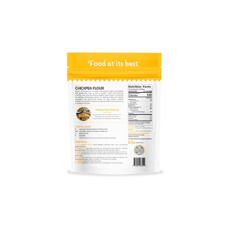 Quay Naturals Organic Chickpea Flour, Garbanzo Bean Flour, 1.5 lb,