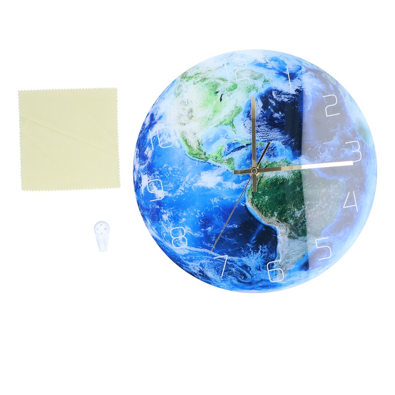 Earth Wall Clock Acrylic Silent Movement Accurate Cutting Stable Non