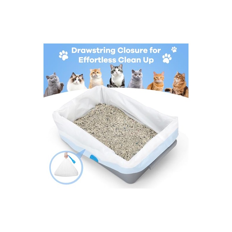 60 Pack Cat Litter Liners with Drawstring, Heavy-Duty for M4