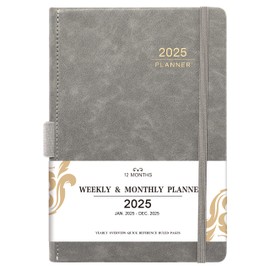 2025 Planner - 2025 Weekly Monthly Planner, January 2025 - December 2025, 5.85'' x 8.5'' Calendar Planner 2025 with Leather Cover, Pen Holder, Elastic Closure, 24 Ruled Pages
