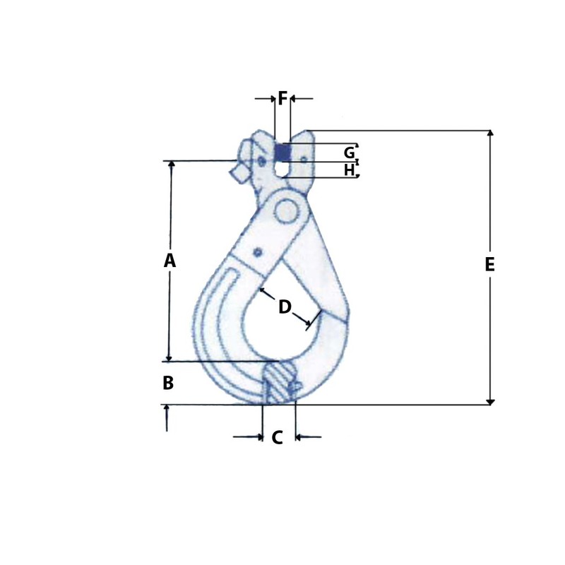Clevis Self Locking Hook with Grip Latch 8MM Grade 100