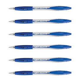 BIC 6 x Atlantis Classic Retractable Ballpoint Pens Medium Point 1mm Blue