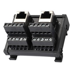 Harrisen RJ45 8P8C DIN Interconnect Mount Ethernet Connector Distribution Breakout Board, 2 Way RJ45 Vertical Connector with 120 Ohm Connection Resistor