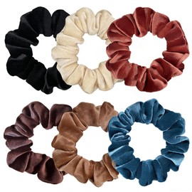 Velet Scrunchies for Women, 6 Pcs Soft Hair Ties, No-tangling Elastic Scrunchy, Ponytail Holder Hair Accessories, Stretchy Scrunchy Set for Thin & Thick Hair, Classic Hair Bands Set