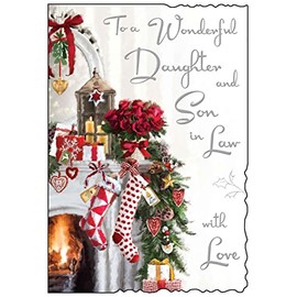 Jonny Javelin Wonderful Daughter And Son In Law With Love Christmas Card Fireplace